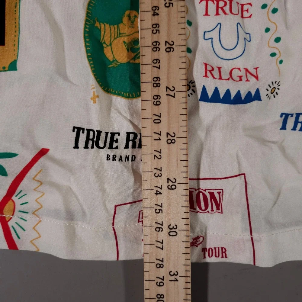 True Religion Resort Shirt Mens Medium Winter White SS Camp Collar 700720 NEW